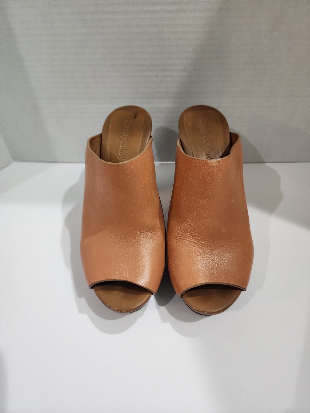 See By Chloé Cognac Leather Open-Toe Mule